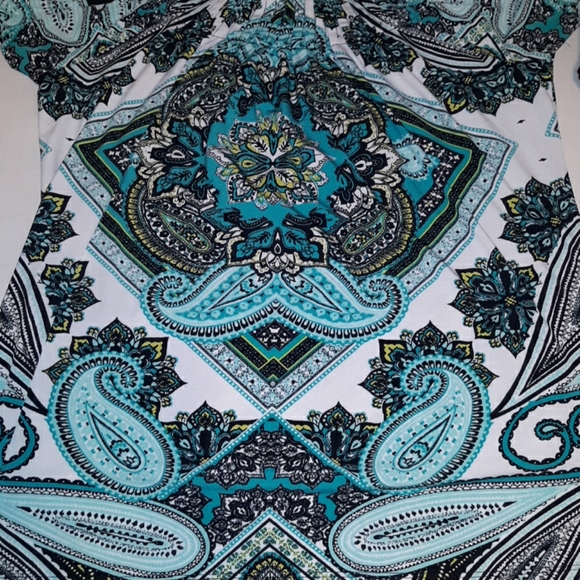New STYLE & CO pretty Paisley Turquoise Teal Beautiful Versatile blouse - Picture 2 of 8